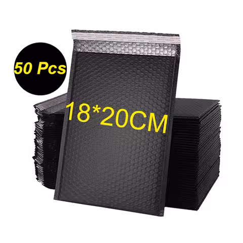 Lot de 50 enveloppes à bulles noires auto-adhésives 18x20 cm