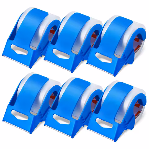 Lot de 6 rouleaux de ruban adhésif d'expédition transparent avec dévidoirs